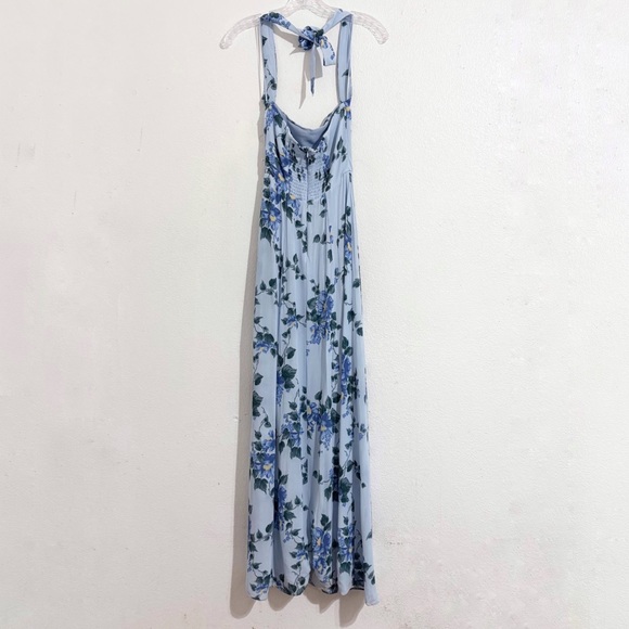 Reformation Jovelle Halter Maxi Dress‎ Gown in Fresh Air Blue Floral - Picture 6 of 12